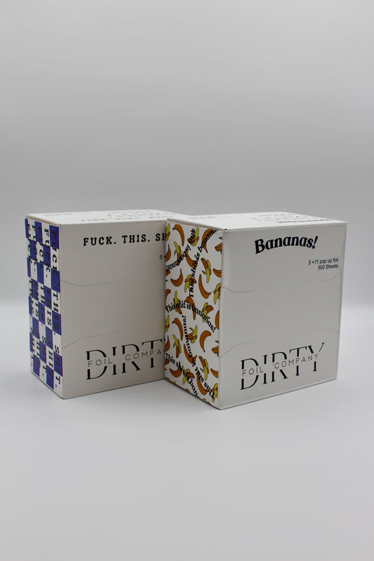 Purple Checkers + Bananas Foil Duo